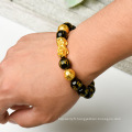 Shangjie Oem Pulseras de Piedras Feng Shui Bracelet Black Obsidian Bracelet Gold Gold Bracelet Bracelet perlé